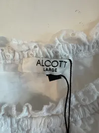 Alcott Damen Bluse Lochstickerei Puffärmel Weiß Gr. 40/L Crop Top 4