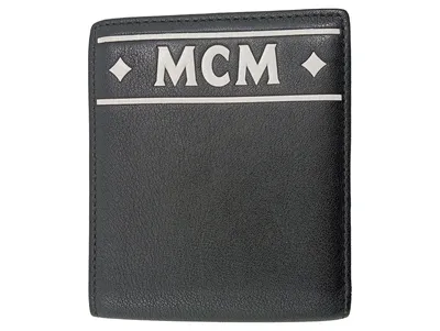 MCM Geldbörse Schwarz Leder Logo Bifold Herren Portemonnaie