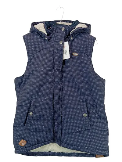 Ragwear Damen Steppweste Kapuze Punkte Blau Gr. XL Teddyfutter Vegan