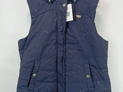 Ragwear Damen Steppweste Kapuze Punkte Blau Gr. XL Teddyfutter Vegan