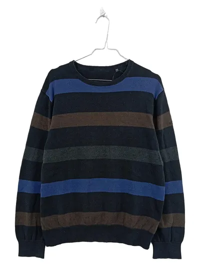 Marc O'Polo Pullover Herren Gr. M Gestreift Baumwolle Strickpullover Blau Braun