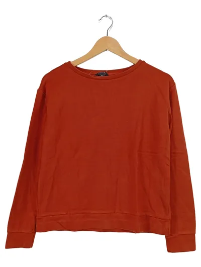 Comma Damen Pullover Langarmshirt Gr. 34/XS Orange Baumwolle Basic