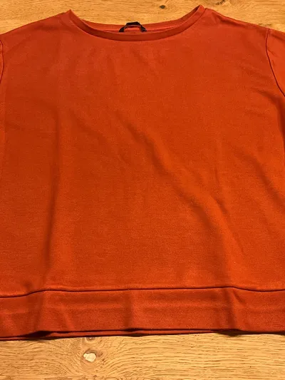 Comma Damen Pullover Langarmshirt Gr. 34/XS Orange Baumwolle Basic