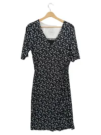 BIANCA Damen Wickelkleid Schmetterlinge Schwarz Weiß Gr. 40/L 1