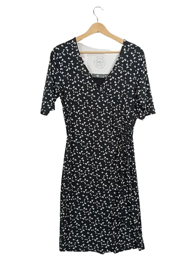 BIANCA Damen Wickelkleid Schmetterlinge Schwarz Weiß Gr. 40/L