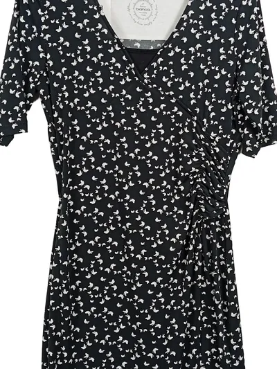BIANCA Damen Wickelkleid Schmetterlinge Schwarz Weiß Gr. 40/L