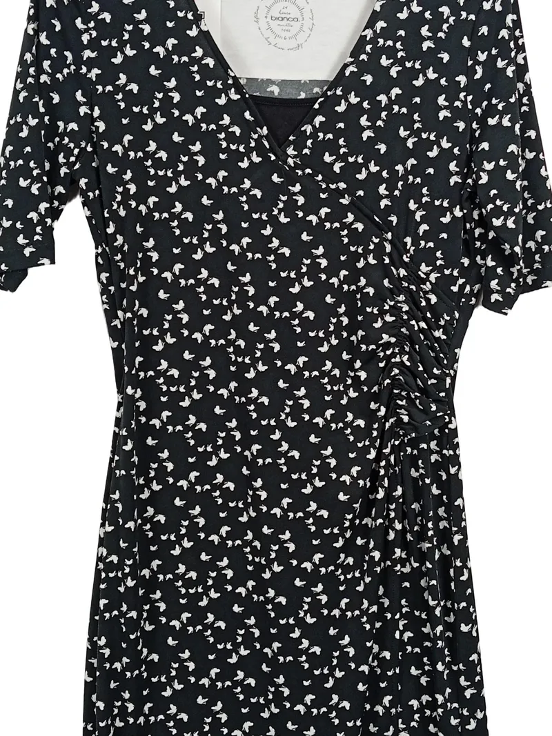 BIANCA Damen Wickelkleid Schmetterlinge Schwarz Weiß Gr. 40/L 2