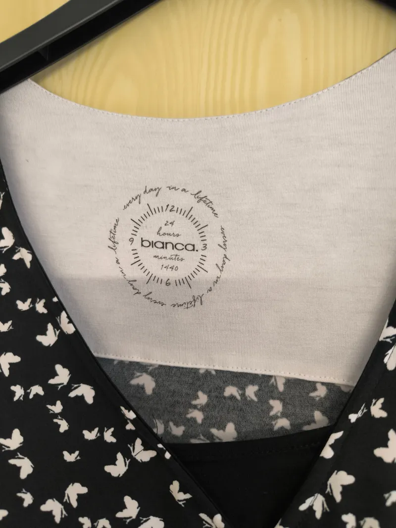 BIANCA Damen Wickelkleid Schmetterlinge Schwarz Weiß Gr. 40/L 6