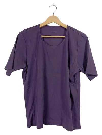 Gina Laura Damen T-Shirt Gr. 42/XL Lila Rippstrick Basic Kurzarm
