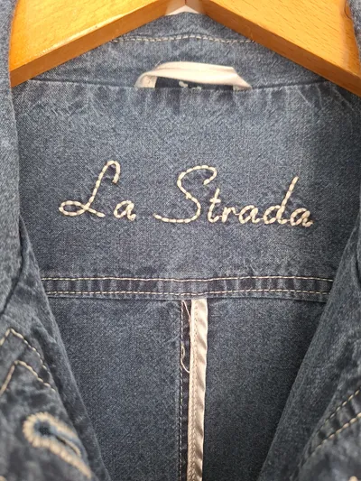 LA STRADA Damen Jeansjacke Gr. 44 Blau Baumwolle Casual