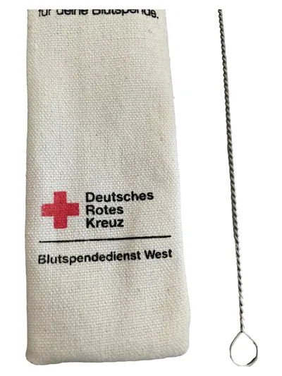 Edelstahl Trinkhalm Set 2 Strohhalme mit Reinigungsbürste & Stoffbeutel DRK