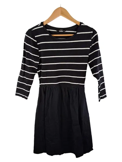 ONLY Damen Freizeitkleid Gr. M gestreift schwarz Midikleid Baumwolle