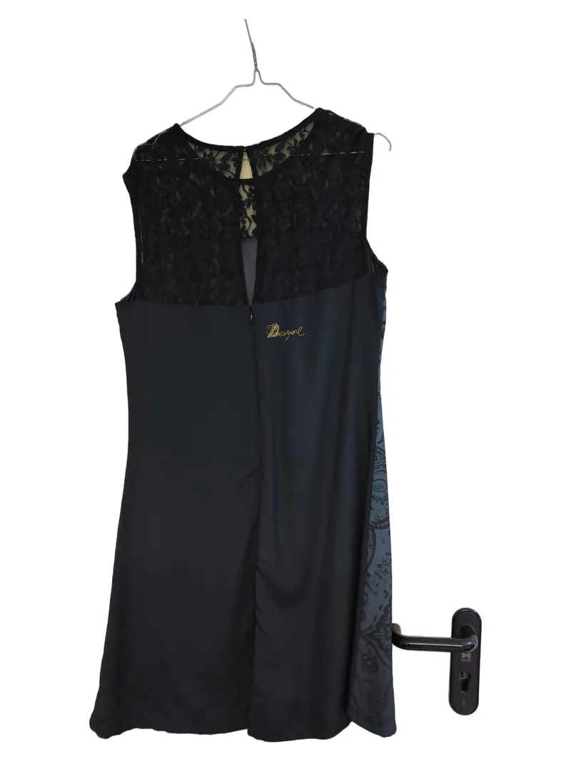 Desigual Damen Kleid Gr. 40 Mandala Muster Spitze Blau Festlich 2