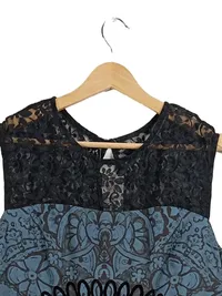 Desigual Damen Kleid Gr. 40 Mandala Muster Spitze Blau Festlich 4