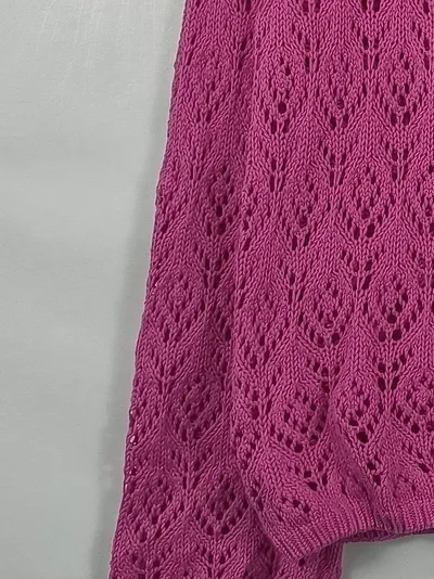 17&CO Damen Pullover Strickpullover Gr. 38 M Pink Lochmuster Baumwolle Casual