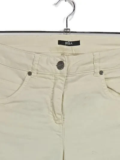 BiBA Jeans Slim Fit Damen Hose Beige Gr. 44 Baumwolle Stretch Alltag