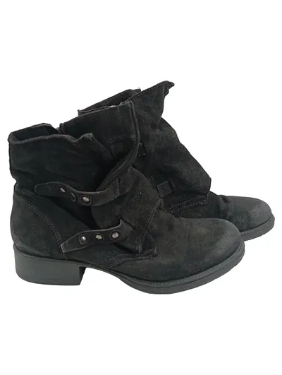 Jolana & Fenena Damen Stiefeletten Schwarz Wildleder Gr. 39 Nieten
