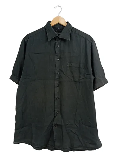 DIGEL Herren Kurzarmhemd Leinen Gr. 43/3XL Grau Freizeithemd