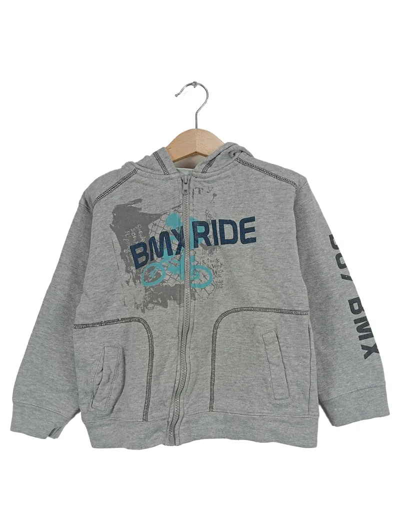 Blue Seven Kinder Sweatjacke BMX Ride Kapuze Gr. 122 Grau Baumwolle 1