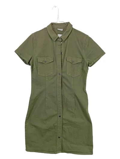 Noisy May Damen Hemdblusenkleid Gr. L Oliv Kurzarm Safari-Style