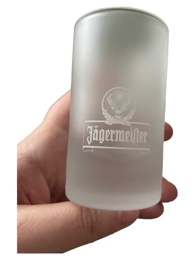 Jägermeister Schnapsglas Glas Hirschkopf Logo Print Transparent 9cm