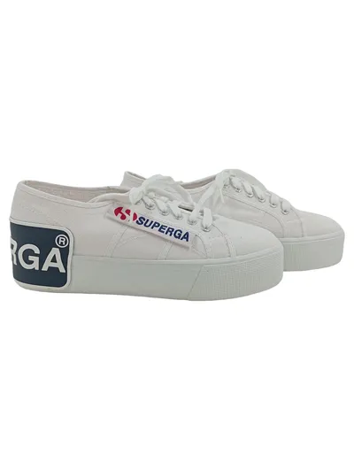 Superga Damen Sneaker Low Weiß Plateau Canvas Gr. 41 Casual