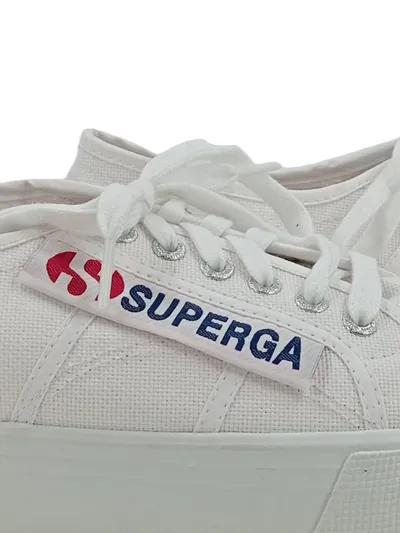 Superga Damen Sneaker Low Weiß Plateau Canvas Gr. 41 Casual