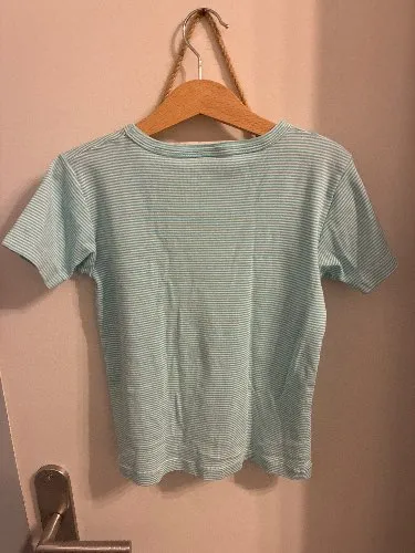 Petit Bateau T-Shirt Kinder Gr. 128 türkis gestreift Baumwolle