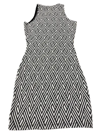 Mango Damen Kleid XS Schwarz Weiß Geometrisch Ärmellos Bodycon