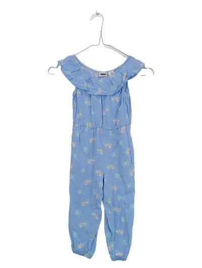 Lily & Dan Mädchen Jumpsuit Blumenmuster Blau Gr. 98 Rüschen