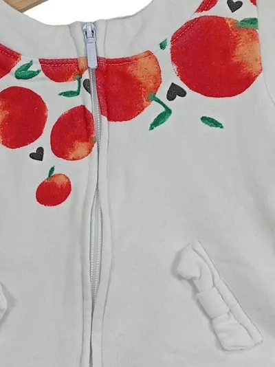 Primigi Sweatjacke Mädchen Gr. 86 Weiß Apfel Motiv Reißverschluss Baumwolle