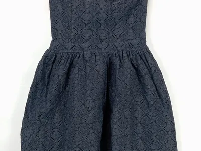 Superdry Damen Spitzenkleid Trägerlos Gr. 34/XS Grau Lochspitze