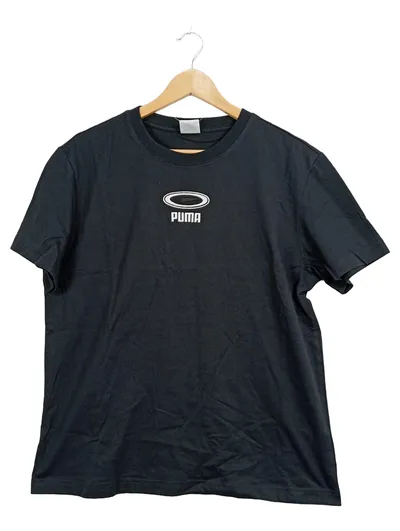 PUMA Herren T-Shirt Schwarz Gr. XL Logo Stickerei Baumwolle Sportlich