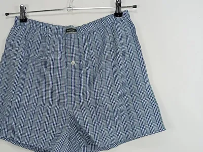 Mauro Ferrini Herren Boxershorts Gr. XL Blau Kariert Baumwolle