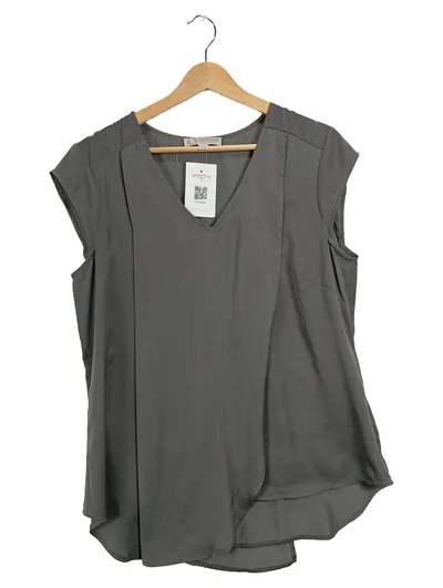 Comma Casual Identity Damen Bluse Gr. 38/M Grau Elegant Ärmellos