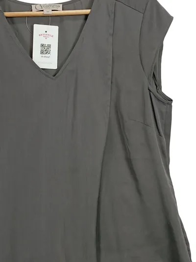 Comma Casual Identity Damen Bluse Gr. 38/M Grau Elegant Ärmellos