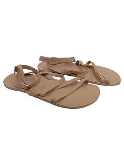 Groundies Damen Sandalen Gr. 38 Beige Leder Riemensandalen Barfuß