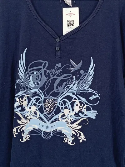 BPC Damen T-Shirt mit Print Gr. 52-54 Blau Casual Kurzarm