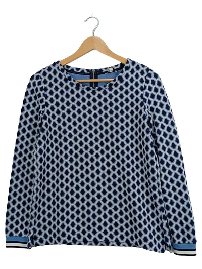 Street One Damen Langarmshirt Gr. 34 XS Blau Geometrisch Reißverschluss Casual