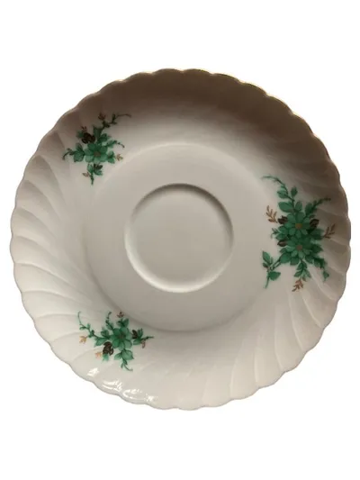 Royal Tettau Unterteller Porzellan Blumenmuster Klassisch Weiß 14cm