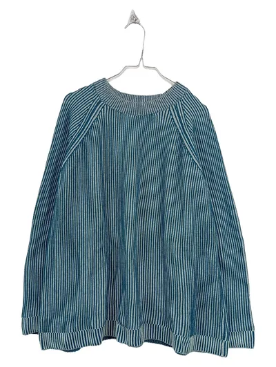 Lands' End Pullover Damen Gr. 44 Blau Gestreift Rippstrick Strickpullover Casual