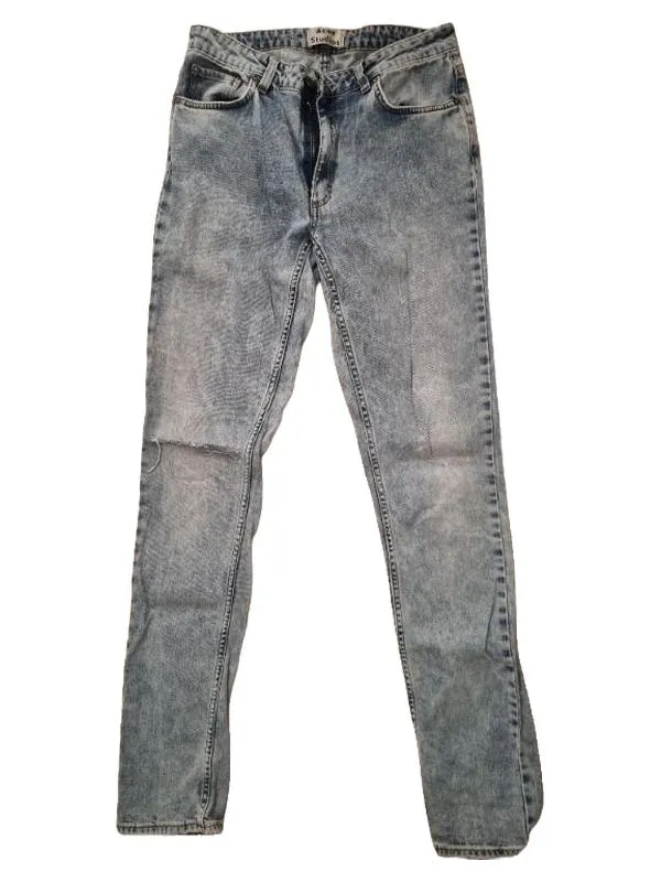 ACNE STUDIOS Jeans Herren W30/L32 Straight Leg Denim Hellblau Destroyed 2