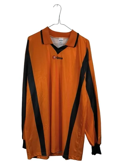 ERIMA Sport Shirt Herren Langarm Trikot Orange Schwarz Gr. L/XL Vintage Fußball