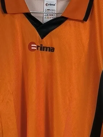 ERIMA Sport Shirt Herren Langarm Trikot Orange Schwarz Gr. L/XL Vintage Fußball