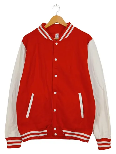 Just Hoods AWDis College Jacke Varsity Baseball Sweatjacke Rot Weiß Gr. L