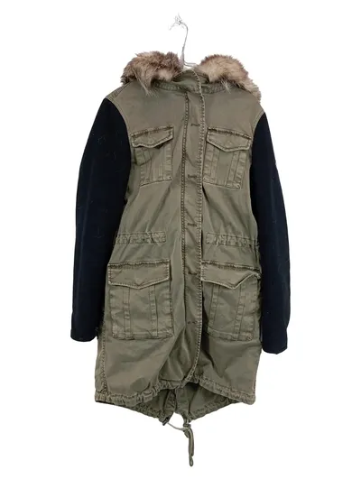 Blonde No.8 Damen Parka Winterjacke Gr. 36 S Oliv Schwarz Fellkapuze