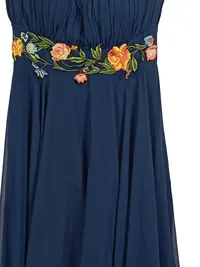 Ashley Brooke Abendkleid Blau Blumenstickerei Trägerlos Gr. 38 Elegant 2