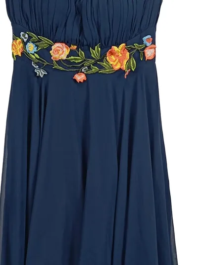 Ashley Brooke Abendkleid Blau Blumenstickerei Trägerlos Gr. 38 Elegant