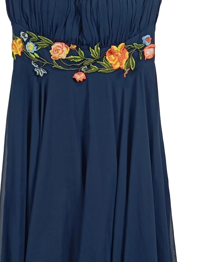 Ashley Brooke Abendkleid Blau Blumenstickerei Trägerlos Gr. 38 Elegant 2