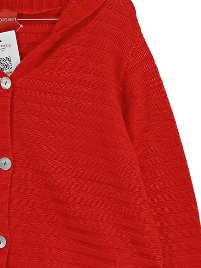 Olsen Damen Strickjacke Cardigan Gr. 44 Rot Rippstrick Knopfleiste NEU